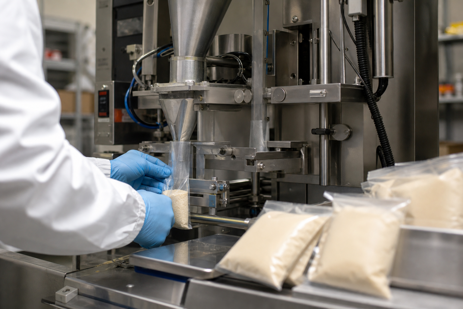 Фасовка продукта на компактном промышленном оборудовании