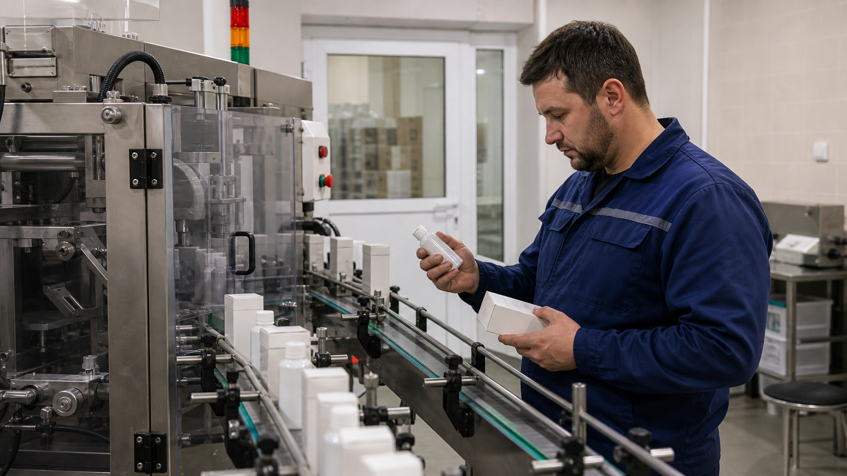 Компактная демонстрация линии для упаковки товаров