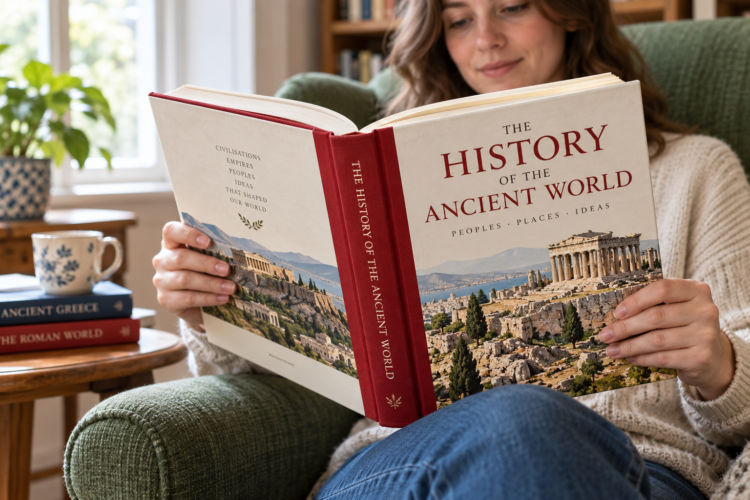Читатель держит открытую современную справочную книгу