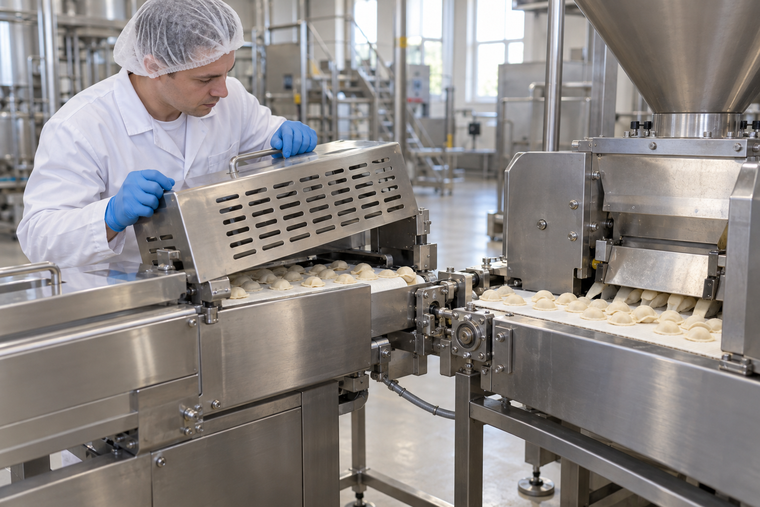 Открытый участок линии показывает доступ к продуктовой зоне и передаче тары